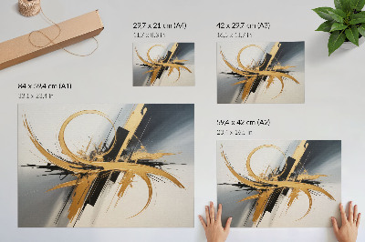Poster dai colori saturi Motivo dinamico a linee beige e nere