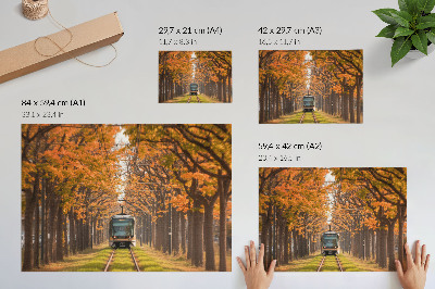 Poster murale di alta qualità Galleria autunnale con un tram in mezzo