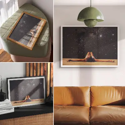 Poster murale di alta qualità figura surreale sotto un cielo stellato