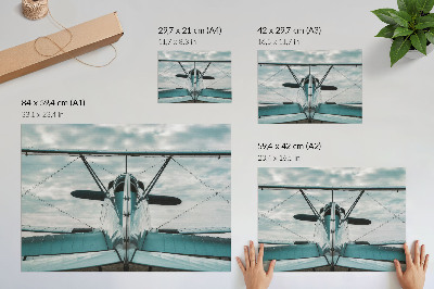 Stampa su tela moderna Vista frontale di un biplano, eleganza industriale