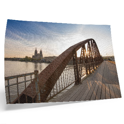 Poster murale di alta qualità ponte di metallo cattedrale fiume tramonto pacifico