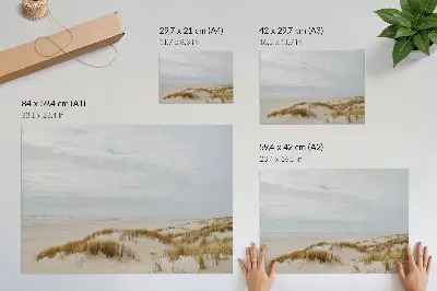 Stampa su tela moderna paesaggio minimalista con spiaggia sabbiosa all'insegna della pace