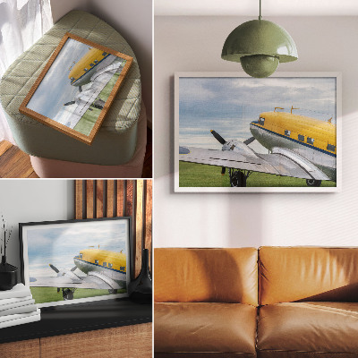 Poster Elegante aereo classico giallo, grigio e blu
