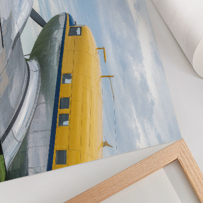 Poster Elegante aereo classico giallo, grigio e blu