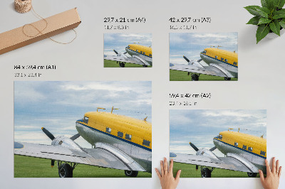 Poster Elegante aereo classico giallo, grigio e blu