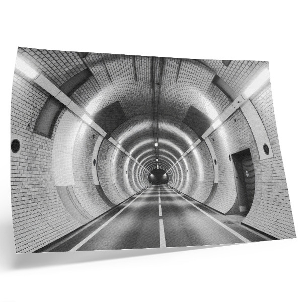 Stampa su tela moderna Tunnel simmetrico bianco e nero con archi