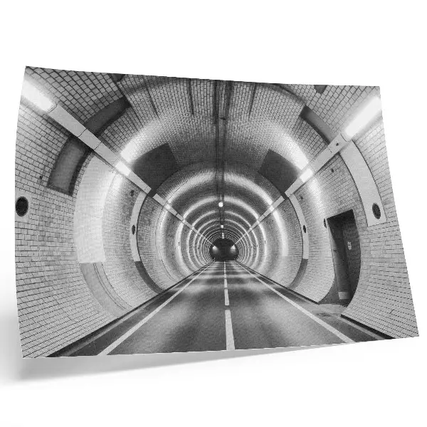 Stampa su tela moderna tunnel simmetrico in bianco e nero con archi