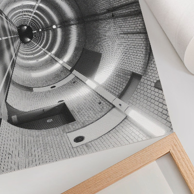Stampa su tela moderna Tunnel simmetrico bianco e nero con archi