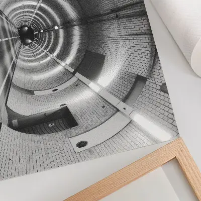 Stampa su tela moderna tunnel simmetrico in bianco e nero con archi
