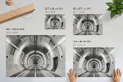 Stampa su tela moderna Tunnel simmetrico bianco e nero con archi