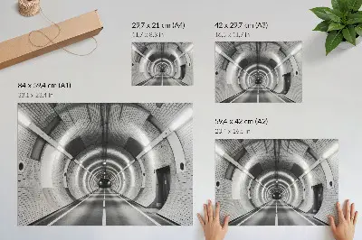 Stampa su tela moderna tunnel simmetrico in bianco e nero con archi