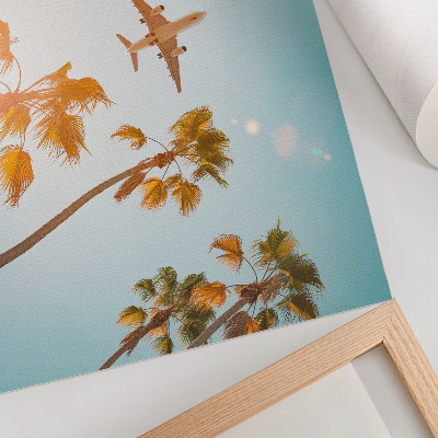 Poster murale di alta qualità Aereo, palme, cielo azzurro, clima tropicale