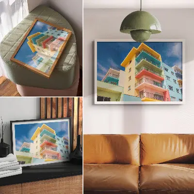 L'energia del colore nell'architettura moderna poster dai colori saturi