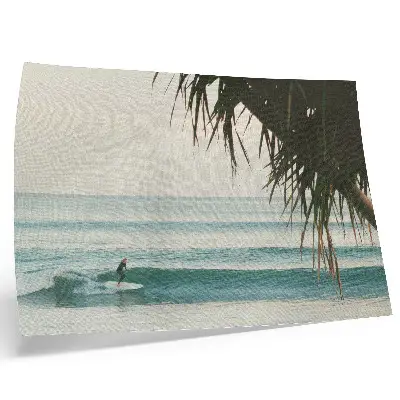 Stampa su tela moderna con paesaggio di spiaggia, surf, onde e palme