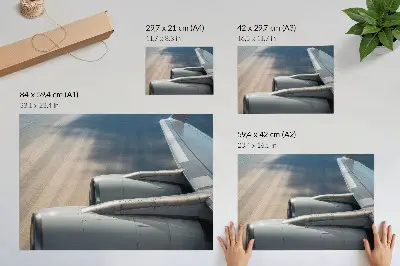 Poster Ala di aereo con prospettiva dinamica e colori saturi