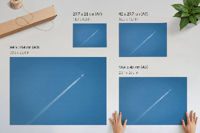 Poster murale di alta qualità Aereo nel cielo, sfondo azzurro, atmosfera dinamica