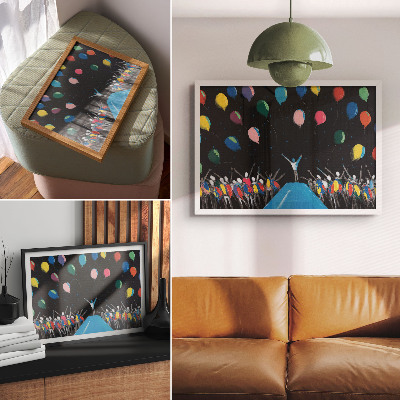 Poster Palloncini colorati che contrastano con il cielo nero