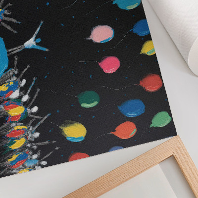 Poster Palloncini colorati che contrastano con il cielo nero