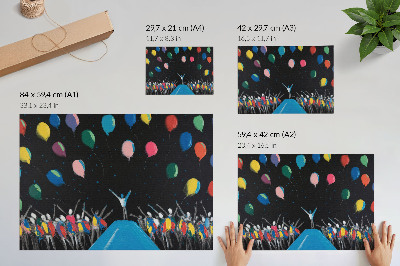 Poster Palloncini colorati che contrastano con il cielo nero