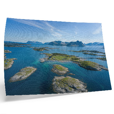 Poster murale di alta qualità Isole con montagne, cielo azzurro, vegetazione verde