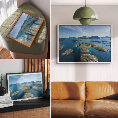 Poster murale di alta qualità Isole con montagne, cielo azzurro, vegetazione verde