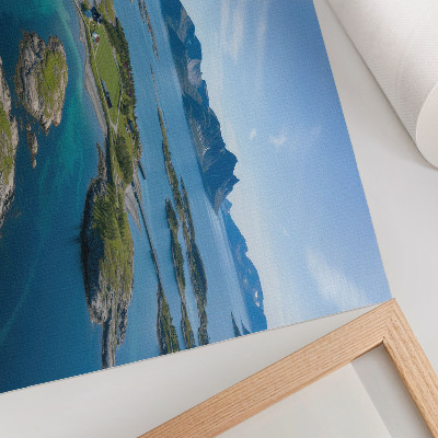 Poster murale di alta qualità Isole con montagne, cielo azzurro, vegetazione verde