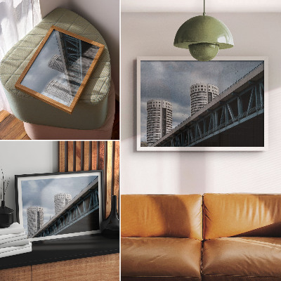 Stampa su tela moderna Ponte e grattacieli modernità simmetria eleganza