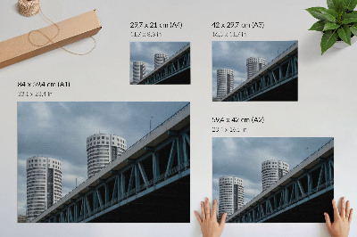 Stampa su tela moderna Ponte e grattacieli modernità simmetria eleganza