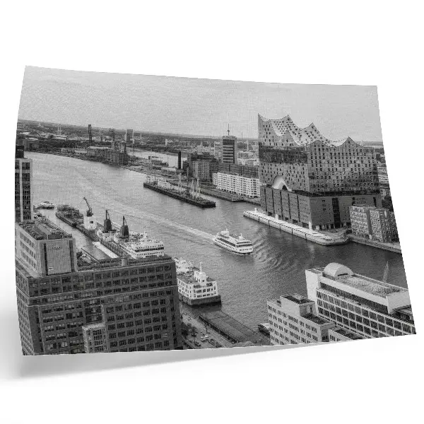 Stampa su tela moderna con architettura iconica del fiume in città