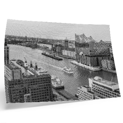 Stampa su tela moderna Architettura iconica del fiume nella città moderna