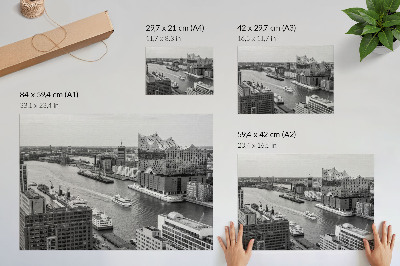 Stampa su tela moderna Architettura iconica del fiume nella città moderna
