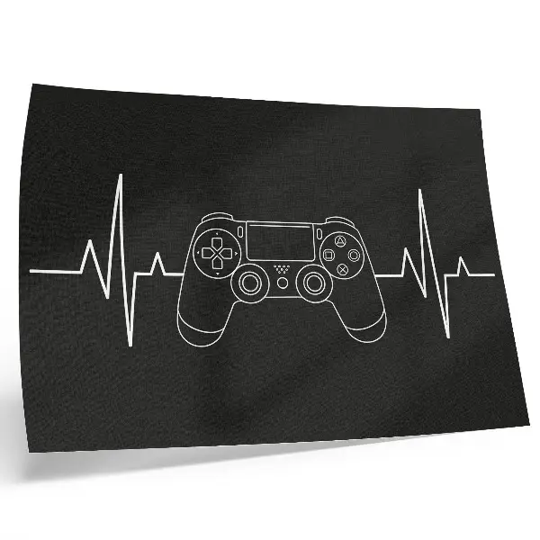 Stampa su tela moderna con tema di gioco minimalista a cuore in bianco e nero