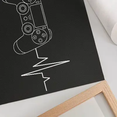 Stampa su tela moderna con tema di gioco minimalista a cuore in bianco e nero