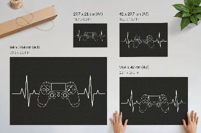Stampa su tela moderna Tema di gioco minimalista con cuore in bianco e nero
