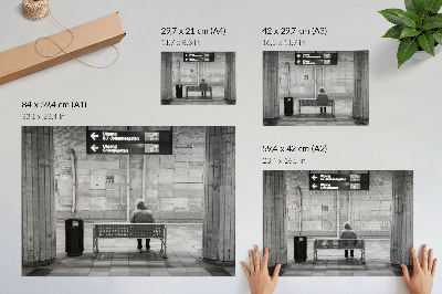 Poster dai colori saturi Spazio urbano minimalista, modernità grigia