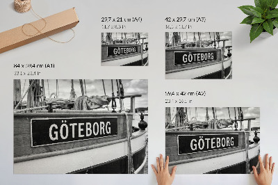 Poster murale di alta qualità Dettaglio di una barca retrò in bianco e nero