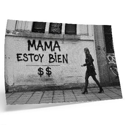 Stampa su tela moderna Scena urbana a contrasto con graffiti in bianco e nero.