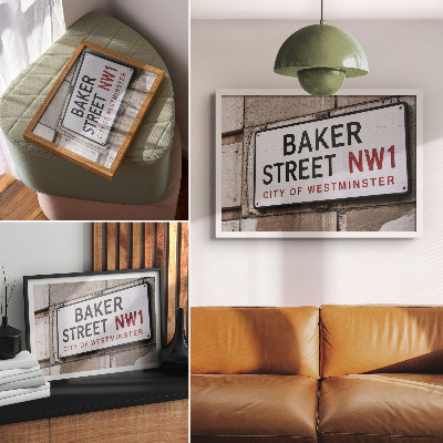 Poster dai colori saturi Segnale stradale di Baker Street e Westminster Street
