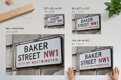 Poster dai colori saturi Segnale stradale di Baker Street e Westminster Street