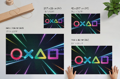 Poster Forme geometriche al neon in movimento
