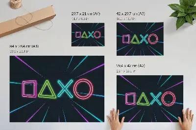 Poster forme al neon con colori dinamici e futuristici saturi