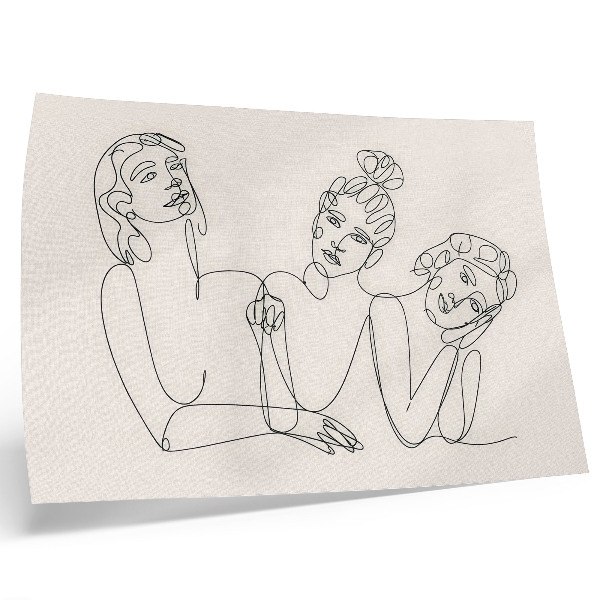 Poster murale di alta qualità Linee in bianco e nero, delicatezza, intimità dei personaggi