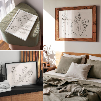 Poster murale di alta qualità Linee in bianco e nero, delicatezza, intimità dei personaggi