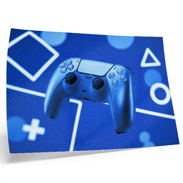 Stampa su tela moderna Controller di gioco con sfondo geometrico blu