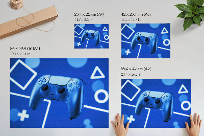Stampa su tela moderna Controller di gioco con sfondo geometrico blu