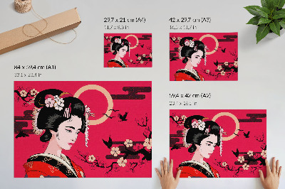 Poster dai colori saturi Motivi orientali, composizione floreale moderna