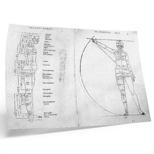 Stampa su tela moderna Disegno di un uomo in latino nella versione di Albrecht Dürer