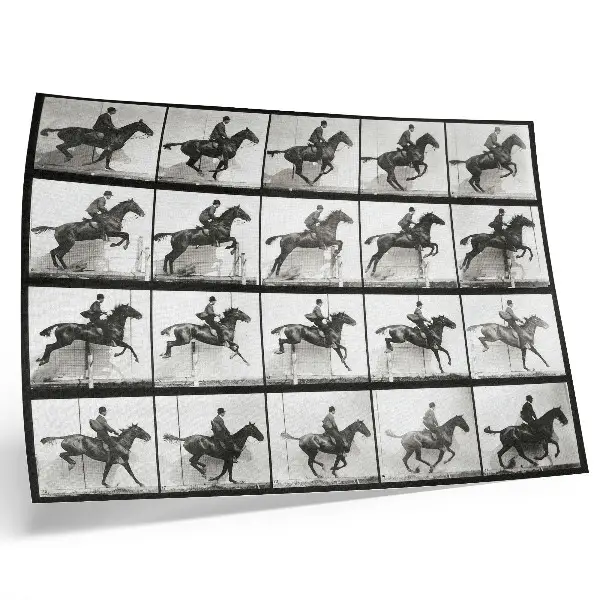 Stampa su tela moderna Tavola 640 di Animal Locomotion (1887) con equitazione fotografica di Eadweard Muybridge
