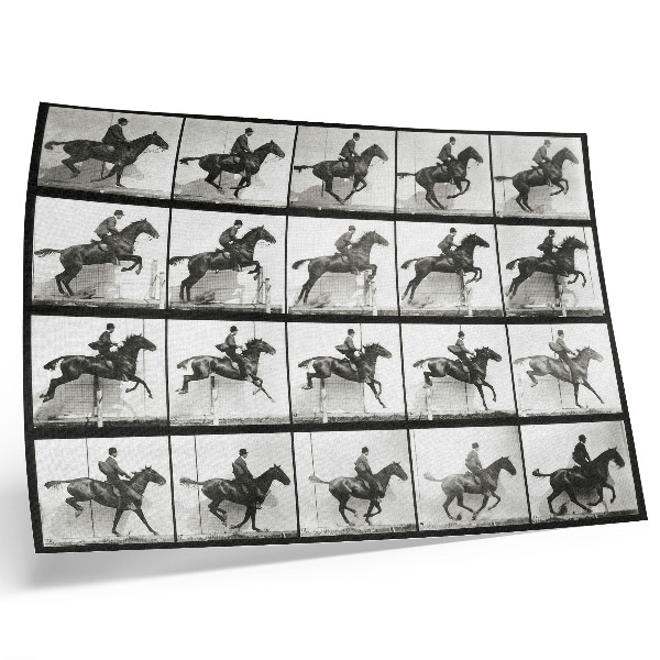 Stampa su tela moderna Tavola 640 di Animal Locomotion (1887), equitazione fotografata da Eadweard Muybridge