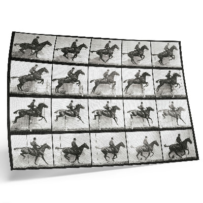 Stampa su tela moderna Tavola 640 di Animal Locomotion (1887), equitazione fotografata da Eadweard Muybridge